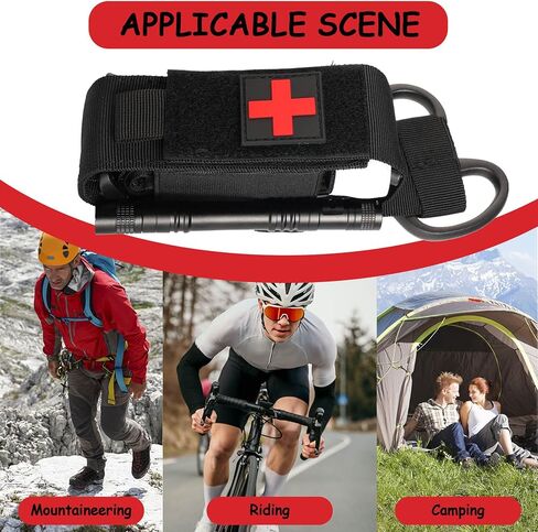 مجموعة أكياس عاصبة تكتيكية مع عاصبة ومقص وقلم رصاص ومجموعة الحقيبة التكتيكية للإسعافات الأولية في حالات الطوارئ، مناسبة للأنشطة الخارجية (أسود) in Kuwait
