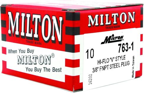 Milton S-763-1 3/8" FNPT HIGHFLOWPRO V-Style/European Interchange Steel Air Plug Fitting (High Volume Low Pressure Application) - Pack of 2 in Saudi Arabia