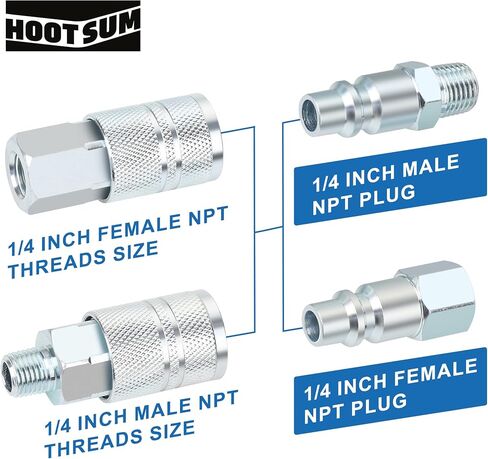 3/8’’ High Flow Air Hose Fittings Set, 3PCS 3/8 Body I/M Industrial Air Coupler and 8PCS 3/8 Body Air Plug with 1/4 Inch NPT Threads Size, 12PCS Air Compressor Accessories Quick Connect Set in Kuwait