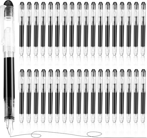 36 Pcs Disposable Fountain Pens Quick Drying Ink Calligraphy Smooth Writing Pens for Journaling Office Supplies Sketching Doodling Beginner Artist Gifts(Black, Blue) in Saudi Arabia