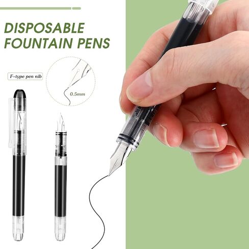 36 Pcs Disposable Fountain Pens Quick Drying Ink Calligraphy Smooth Writing Pens for Journaling Office Supplies Sketching Doodling Beginner Artist Gifts(Black, Blue) in Saudi Arabia