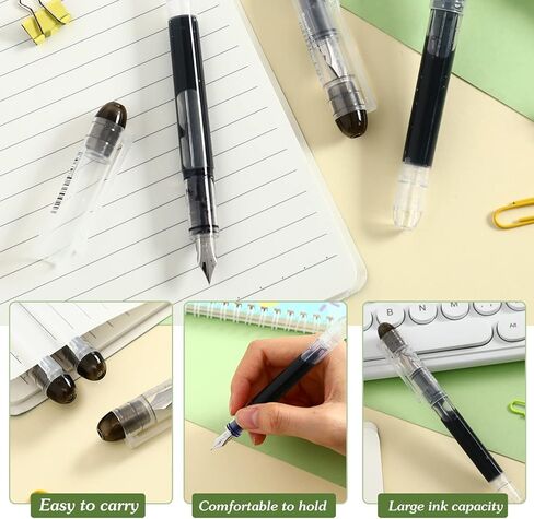 36 Pcs Disposable Fountain Pens Quick Drying Ink Calligraphy Smooth Writing Pens for Journaling Office Supplies Sketching Doodling Beginner Artist Gifts(Black, Blue) in Saudi Arabia