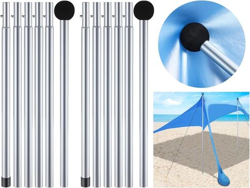 2 Packs Beach Tent Poles Replacement, Canopy Poles for Beach Accessories, 31 to 87 Inch Adjustable Poles for Beach Tent, Parties, Camping, Fishing, Hiking Outdoor Sport Activities in Saudi Arabia