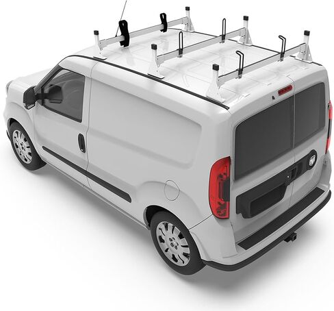 Cargo Van Roof Ladder Rack Fit for Ram ProMaster City 3 Crossbars Steel White 750LB Capacity in Kuwait