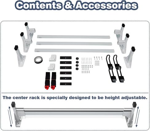 Cargo Van Roof Ladder Rack Fit for Ram ProMaster City 3 Crossbars Steel White 750LB Capacity in Kuwait