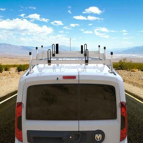 Cargo Van Roof Ladder Rack Fit for Ram ProMaster City 3 Crossbars Steel White 750LB Capacity in Kuwait