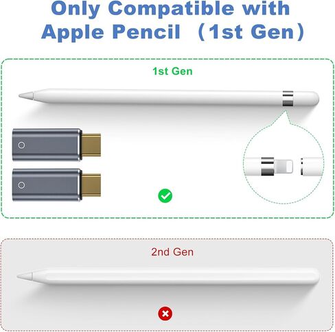 USB C to Pencil Adapter for Apple Pencil 1st Generation (2 Pack), for Lightning Pencil Female to USB-C Male Charger Adapter Type C Bluetooth Pair Connector Specific for iPad 10th Gen - Charging Only in Saudi Arabia