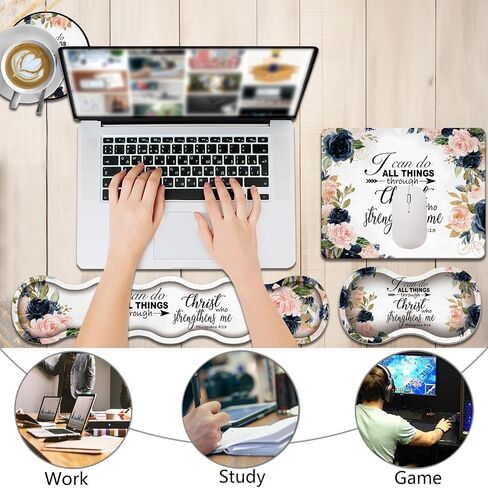 4 in 1 Mouse Pad Combo, Large Gaming Mouse Pad + Keyboard Wrist Support + Mouse Wrist Rest + Coaster, Table Pad with Stitched Edge Ergonomic Wrist Pad Set, Art Dragonfly in Saudi Arabia