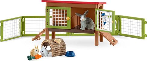 Schleich Farm Animal Toys and Playsets - Farm World 8 Piece Rabbit Hutch Set with Figurines, Farming Hutch and Accessories for Kids Ages 3 and Above in Saudi Arabia
