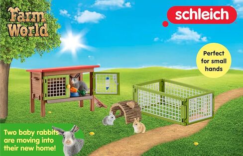 Schleich Farm Animal Toys and Playsets - Farm World 8 Piece Rabbit Hutch Set with Figurines, Farming Hutch and Accessories for Kids Ages 3 and Above in Saudi Arabia
