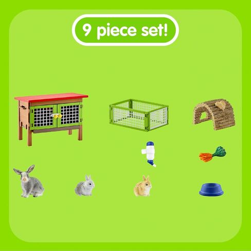 Schleich Farm Animal Toys and Playsets - Farm World 8 Piece Rabbit Hutch Set with Figurines, Farming Hutch and Accessories for Kids Ages 3 and Above in Saudi Arabia