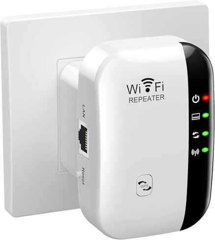 معزز إشارة موسع WiFi يصل إلى 2640 قدمًا مربعًا، الجيل الأحدث، مكرر الإنترنت اللاسلكي، مضخم صوت طويل المدى مع منفذ إيثرنت، نقطة وصول، إعداد بنقرة واحدة، متوافق مع Alexa N300 in Kuwait