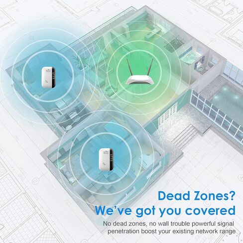 معزز إشارة موسع WiFi يصل إلى 2640 قدمًا مربعًا، الجيل الأحدث، مكرر الإنترنت اللاسلكي، مضخم صوت طويل المدى مع منفذ إيثرنت، نقطة وصول، إعداد بنقرة واحدة، متوافق مع Alexa N300 in Kuwait