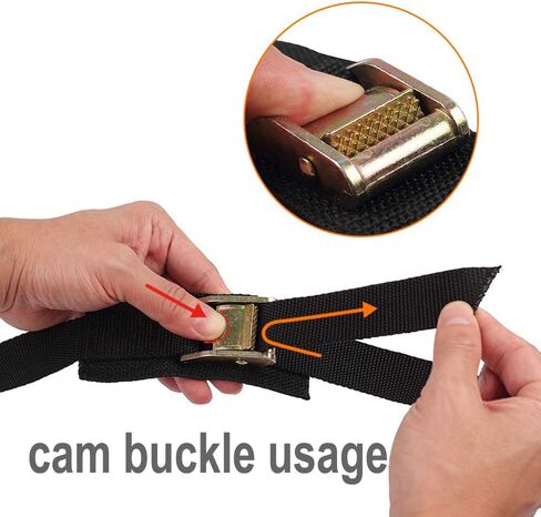 حزام جلد، أشرطة ربط للأسفل، حزام كاياك قوي، مشبك قفل كام سميك 40.64 سم × 2.54 سم، عبوتان (أسود) in Kuwait