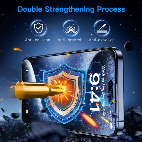 Uyiton 3RD Gen Anti-Blue Light Screen Protector for iPhone 15 Pro Max, [Easy Fit] Shatterproof Anti-Glare Full Coverage [Case Friendly] 9H Tempered Glass iPhone 15 Pro Max Screen Protector, 2 Pack in Saudi Arabia