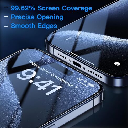 Uyiton 3RD Gen Anti-Blue Light Screen Protector for iPhone 15 Pro Max, [Easy Fit] Shatterproof Anti-Glare Full Coverage [Case Friendly] 9H Tempered Glass iPhone 15 Pro Max Screen Protector, 2 Pack in Saudi Arabia