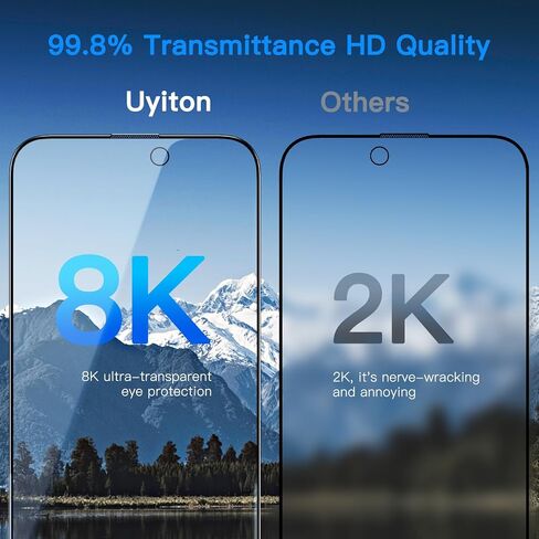Uyiton 3RD Gen Anti-Blue Light Screen Protector for iPhone 15 Pro Max, [Easy Fit] Shatterproof Anti-Glare Full Coverage [Case Friendly] 9H Tempered Glass iPhone 15 Pro Max Screen Protector, 2 Pack in Saudi Arabia