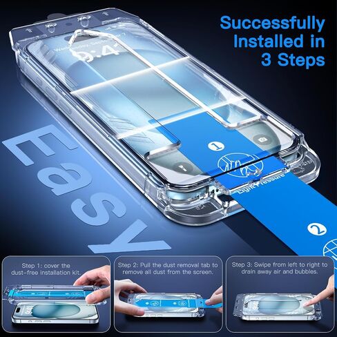 واقي شاشة Uyiton 3RD Gen مضاد للضوء الأزرق لهاتف iPhone 15 Pro Max، [سهل الملاءمة] تغطية كاملة مقاومة للكسر ومضادة للوهج [صديق للحافظة] واقي شاشة iPhone 15 Pro Max من الزجاج المقوى 9H، عبوتان in Kuwait