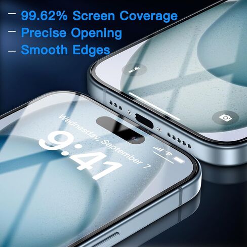 واقي شاشة Uyiton 3RD Gen مضاد للضوء الأزرق لهاتف iPhone 15 Pro Max، [سهل الملاءمة] تغطية كاملة مقاومة للكسر ومضادة للوهج [صديق للحافظة] واقي شاشة iPhone 15 Pro Max من الزجاج المقوى 9H، عبوتان in Kuwait