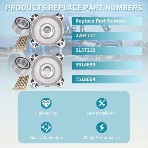 3514699 3514635 Front and Rear Wheel Bearings Compatible with Polaris Ranger RZR 800/RZR S 800 2010-2014,Ranger 900 XP/Ranger 900 Crew 2013-2016 Replaces for 3585502 3514627(2 PCS) in Saudi Arabia