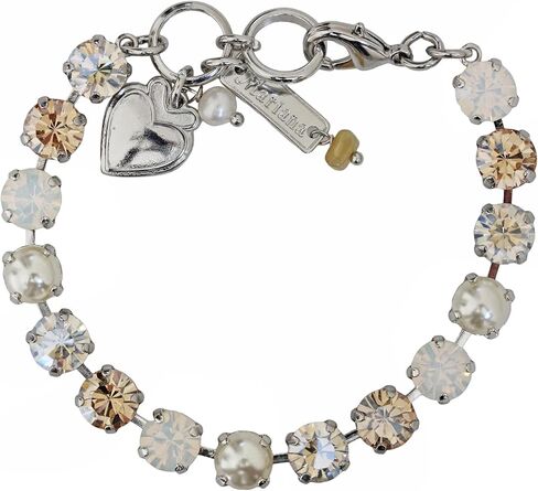 سوار تنس ماريانا كريستال كلاسيكي مطلي بالروديوم والشامبانيا والكافيار، كريم ضوء القمر B-4252-3911-RO، ألوان محايدة in Kuwait