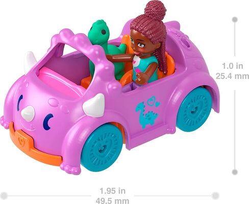 Polly Pocket Dolls & Vehicles 3-Pack, Set with with 3 Micro Dolls, 3 Pets & 3 Die-Cast Toy Cars with Animal Theme Including Dino, Lion & Panda in Saudi Arabia