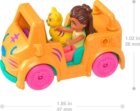 Polly Pocket Dolls & Vehicles 3-Pack, Set with with 3 Micro Dolls, 3 Pets & 3 Die-Cast Toy Cars with Animal Theme Including Dino, Lion & Panda in Saudi Arabia