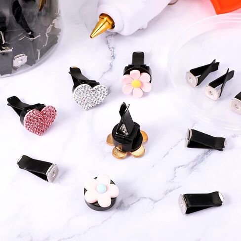 100 Pcs Metal Car Air Vent Clips with Plastic Slot Head Auto Freshener Clips Perfume Clip Replacement Air Conditioner Outlet Clips for Office Home, Black, 40 x 24 mm in Saudi Arabia