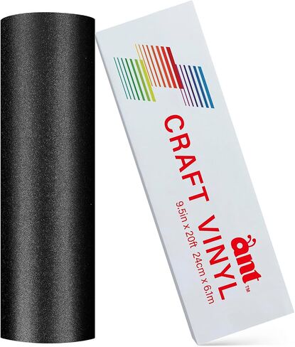 ANT 9.5inch x 4ft x 3 Sheets Black Shimmer Glitter Smart Adhesive Vinyl for Cricut Joy Xtra - Matless Cutting for Long cuts up to 4ft in Saudi Arabia