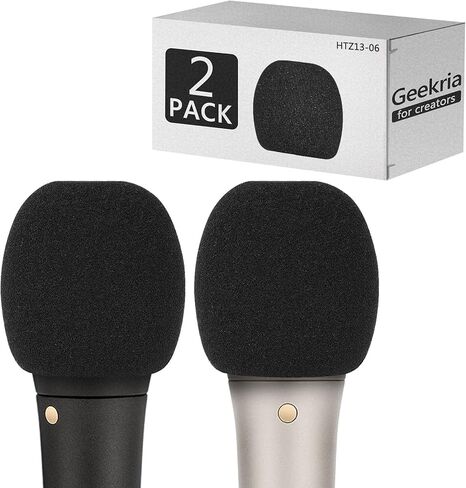 Geekria for Creators Foam Windscreen Compatible with RODE M1, M1-S, M2, RODELINK TX-M2, RT-66P, S1 Microphone Antipop Foam Cover, Mic Wind Cover, Sponge Foam Filter (Black / 2 Pack) in Saudi Arabia