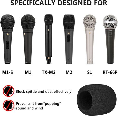 Geekria for Creators Foam Windscreen Compatible with RODE M1, M1-S, M2, RODELINK TX-M2, RT-66P, S1 Microphone Antipop Foam Cover, Mic Wind Cover, Sponge Foam Filter (Black / 2 Pack) in Saudi Arabia
