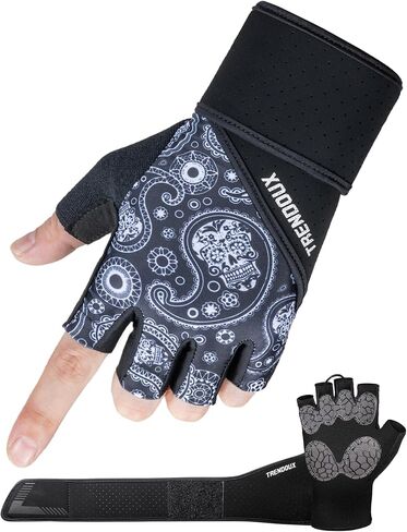 TRENDOUX Weight Lifting Workout Gloves: Adjustable Wrist Wrap Support with Lengthened Straps, Full Palm Protection - Gym Exercise Fitness for Men Women in Saudi Arabia