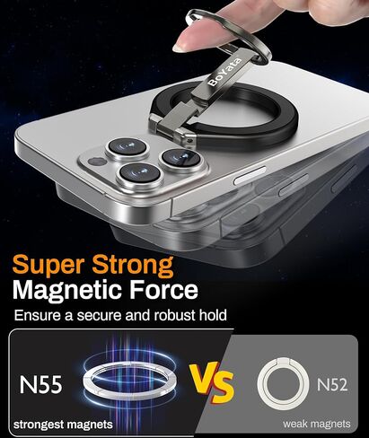 BoYata Magnetic Phone Ring Holder, Dual-Sided Magnetic Phone Grip, 360° Rotating Adjustable Finger Ring Stand Compatible for MagSafe Case, iPhone 15/14/13/12 Series, Samsung, Android & All Phones in Kuwait