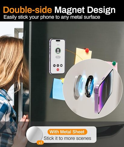 BoYata Magnetic Phone Ring Holder, Dual-Sided Magnetic Phone Grip, 360° Rotating Adjustable Finger Ring Stand Compatible for MagSafe Case, iPhone 15/14/13/12 Series, Samsung, Android & All Phones in Kuwait