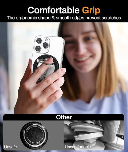 BoYata Magnetic Phone Ring Holder, Dual-Sided Magnetic Phone Grip, 360° Rotating Adjustable Finger Ring Stand Compatible for MagSafe Case, iPhone 15/14/13/12 Series, Samsung, Android & All Phones in Kuwait