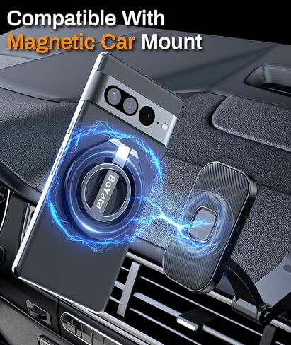 BoYata Magnetic Phone Ring Holder, Dual-Sided Magnetic Phone Grip, 360° Rotating Adjustable Finger Ring Stand Compatible for MagSafe Case, iPhone 15/14/13/12 Series, Samsung, Android & All Phones in Kuwait