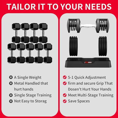 26.5 LBS Pair Adjustable Dumbbell Set Quick Adjustment Space-saving Adjustable Dumbbell with Non-Slip Handle Adjustable Weight 5 Levels-4.5-26.5 LBS, adjustable dumbbell weights set of 2 Suitable for Women Men Home Office Gym Body StrengthTraining in Kuwait