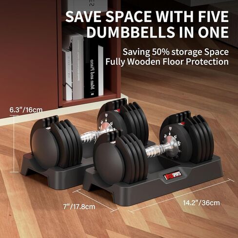26.5 LBS Pair Adjustable Dumbbell Set Quick Adjustment Space-saving Adjustable Dumbbell with Non-Slip Handle Adjustable Weight 5 Levels-4.5-26.5 LBS, adjustable dumbbell weights set of 2 Suitable for Women Men Home Office Gym Body StrengthTraining in Kuwait