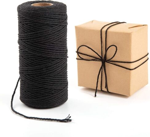 Twine String, 2 Ply 328 Feet Natural Black Twine, String for DIY Arts Crafts, Gift Wrapping, Gardening, Card, Letter, Packing Materials, Ornament String, Macrame Supplies (Black) in Kuwait