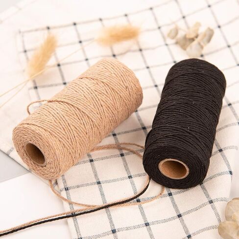 Twine String, 2 Ply 328 Feet Natural Black Twine, String for DIY Arts Crafts, Gift Wrapping, Gardening, Card, Letter, Packing Materials, Ornament String, Macrame Supplies (Black) in Kuwait