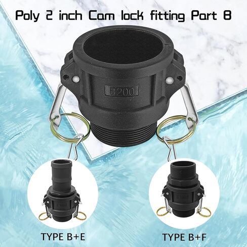 قطعتان من تركيبات قفل الكاميرا من مادة البولي بروبيلين، تركيبات قفل كامة من البلاستيك بولي بروبلين من النوع B وخرطوم الأخدود، 2 بوصة أنثى × 2 بوصة موصل اقتران قفل كامة ذكر (2 بوصة) in Kuwait