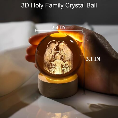 3D Engraving Lotus Flower Figurine Crystal Ball with Wooden Light Base, Lotus Flower Crystal Ball Lamp Home Decor, Crystal Lotus Flower Gifts for Women Decorative Glass Ball Paperweight in Saudi Arabia