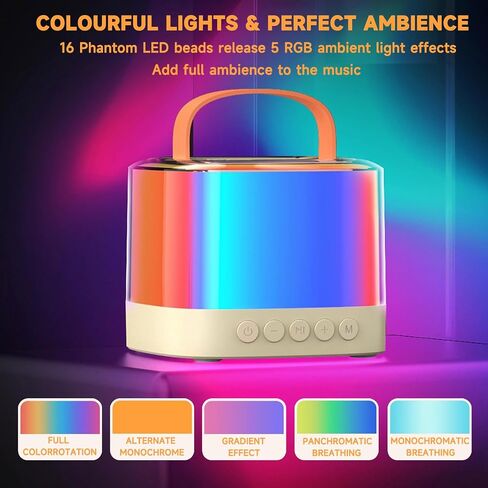 Newest Portable Karaoke Machine for Kids - Mini Karaoke System with 2 Wireless Microphones, LED Colorful Lights - Perfect Home Party Gift Toy for 4,5,6,7,8,9,10,11,12+ Year Old Girls and Boys in Saudi Arabia