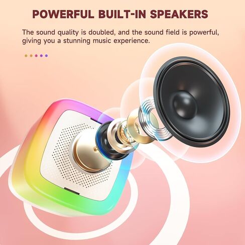 Newest Portable Karaoke Machine for Kids - Mini Karaoke System with 2 Wireless Microphones, LED Colorful Lights - Perfect Home Party Gift Toy for 4,5,6,7,8,9,10,11,12+ Year Old Girls and Boys in Saudi Arabia