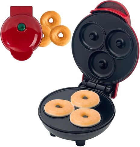 صانعة الوافل الصغيرة، صينية غير لاصقة مقاس 4.5 بوصة للفطائر، مكواة الوافل بتصميم على شكل قلب، آلة صنع الفطائر المحمولة للأطفال، سهلة التنظيف، مثالية لصنع الوجبات الخفيفة والساندويتشات والبيض (دونات حمراء) in Kuwait