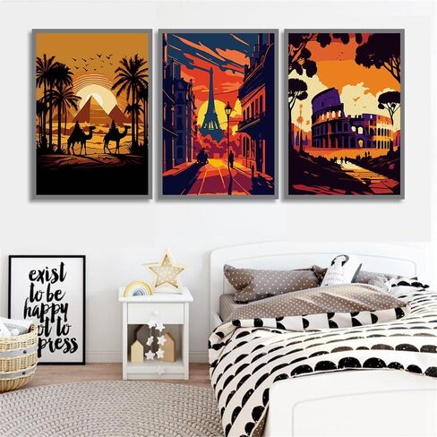 6 Packs Paint by Number Kits for Adults Beginners,DIY World Famous Scenic Spots Painting by Number Kits on Canvas Without Frame,Lanscape Craft Arts for Gifts and Home Wall Decor 8x12inch in Saudi Arabia