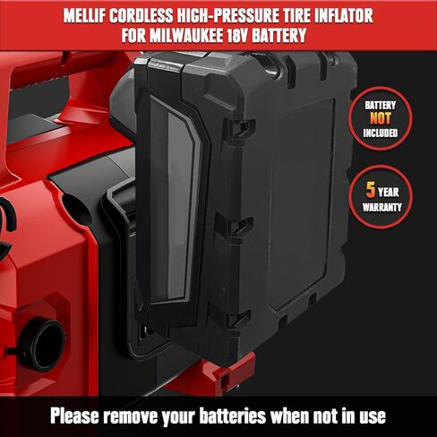 Mellif Tire Inflator Air Compressor for Milwaukee 18V Battery, Cordless Dual Function Inflator 160PSI Portable Air Pump with Digital Gauge for car tires, Basketball, Air Mattresses (Bare Tool) in Saudi Arabia
