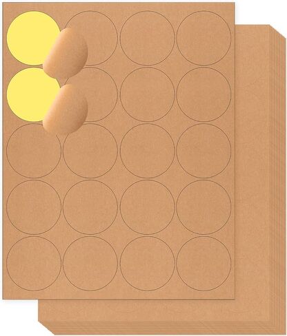 20 ورقة مقاس 2 × 2 بوصة ملصقات ملصقات ورقية بنية مستديرة من كرافت 400 قطعة ملصقات ملصقات كرافت قابلة للطباعة ملصقات مستديرة فارغة ملصقات شموع مستديرة بنية كرافت ملصقات نفث الحبر لطابعة الليزر عبر الإنترنت in Kuwait