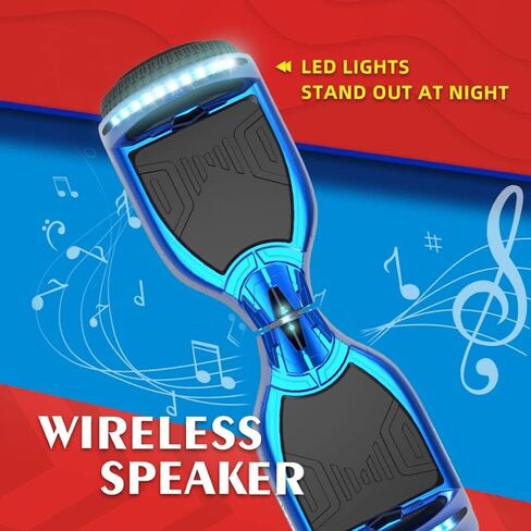 HOVERSTAR hoverboard High intensity headlights and LED running lights hooverboard wireless built in Bluetooth speaker None-Slip Footpad hoover boards for a 7-12 year old Easy and quick learning Comply with US UL Safety standard None-Slip Footpad in Kuwait