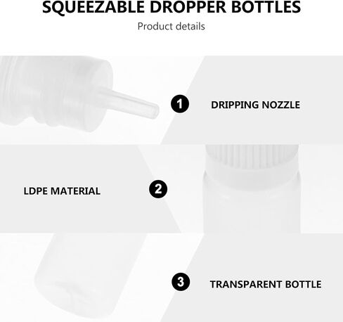 20pcs 5ml Empty Dropper Bottles Plastic Squeezable Eye Liquid Dropper Bottles Container Containers with Caps for Solvents Light Oils Paint Essence Saline in Saudi Arabia